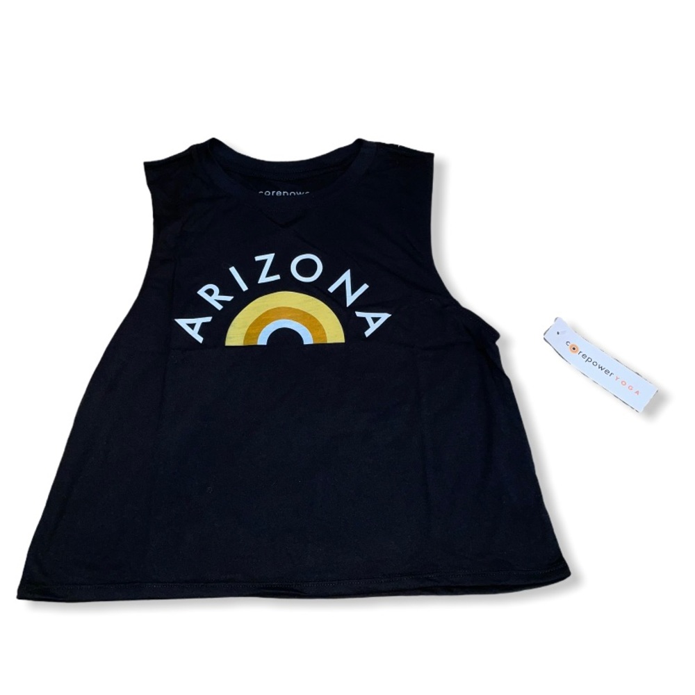 NWT CorePower Yoga Black Arizona Glo Logo Tank Top